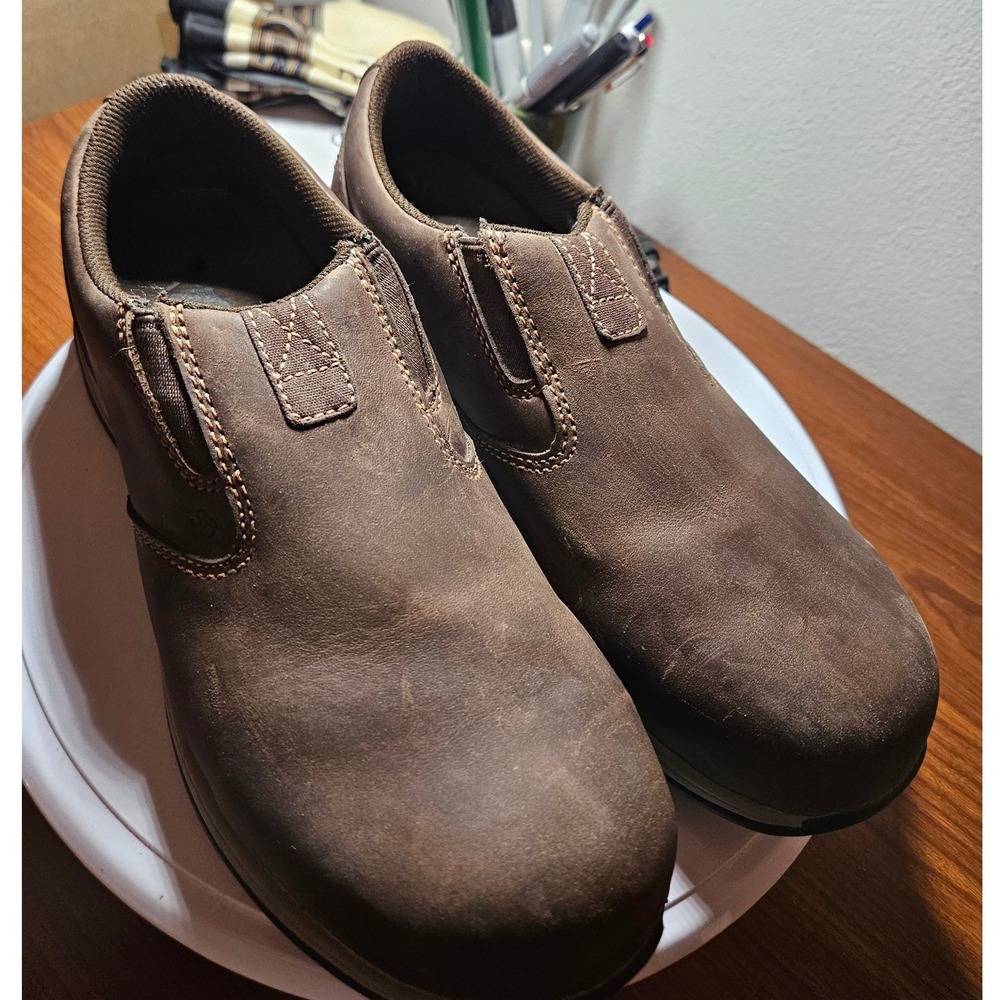 Skechers Work Shoes Womens 8.5 Brown Leather Slip On Utility Safety Toe Comfort